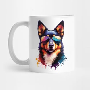 Watercolor Beauceron Wearing Sunglasses Mug